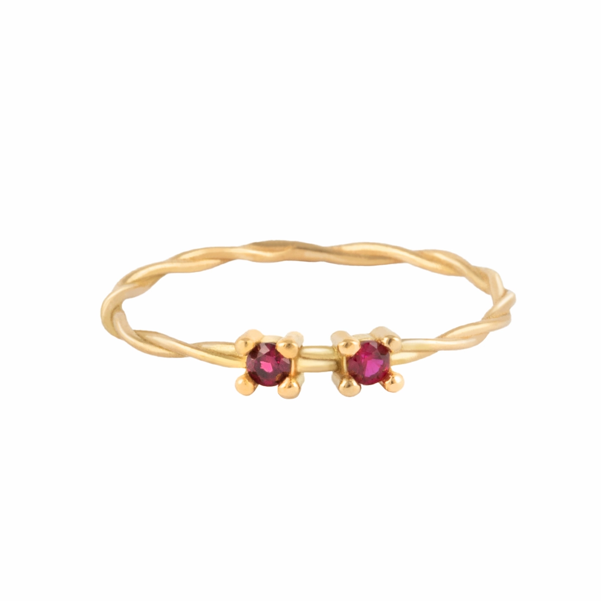 انگشتر سبک طنابی دو نگین